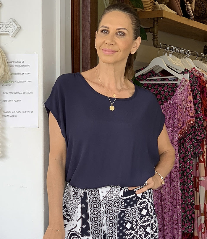 Jane Scoop Top - Navy