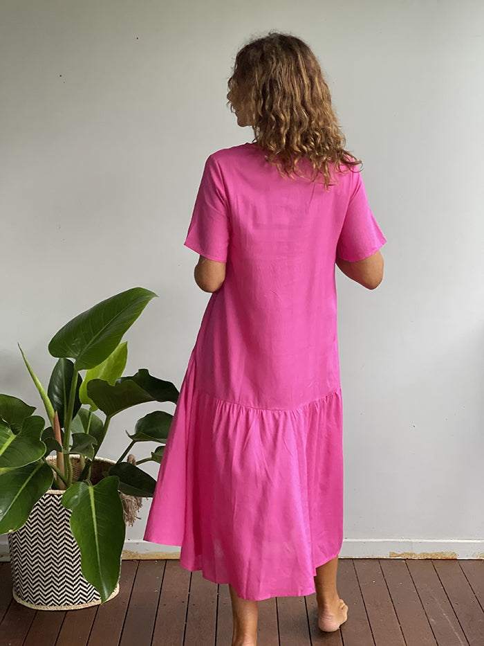 Hot Pink Peak Front Dress