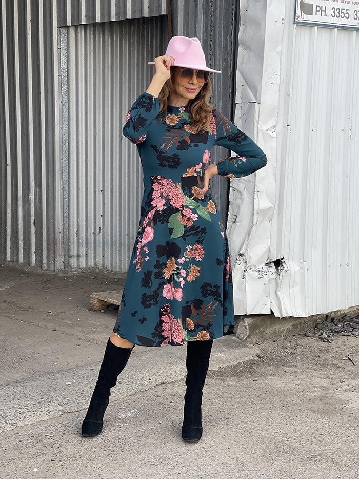 Aliyah Dress - Teal Floral