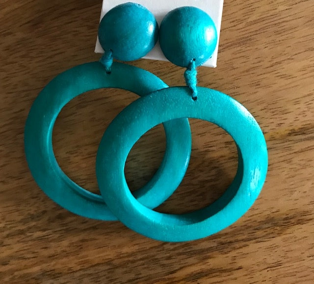 Timber Ring Earrings - Teal