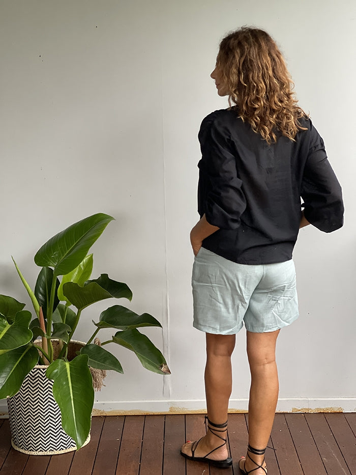 Keira Linen Shorts - Blue