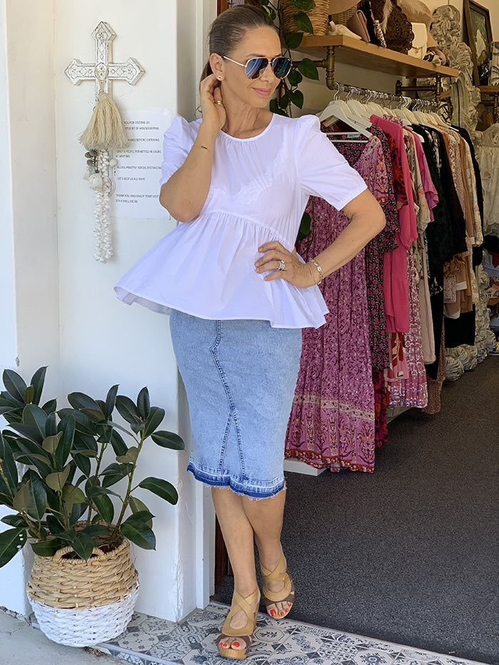 White Crinkle Top