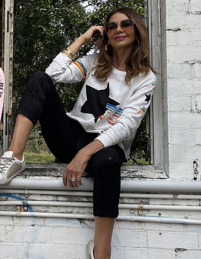 Black Textured Star Pants