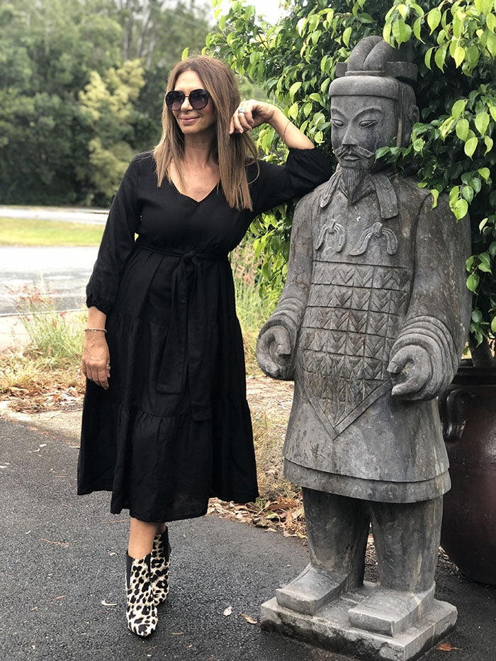 Georgia Ruffle Dress - Black