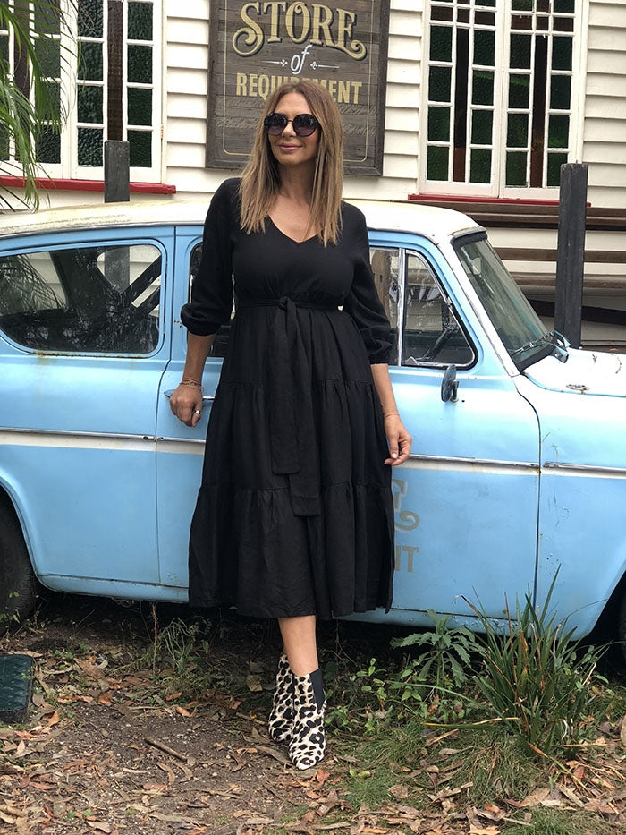 Georgia Ruffle Dress - Black