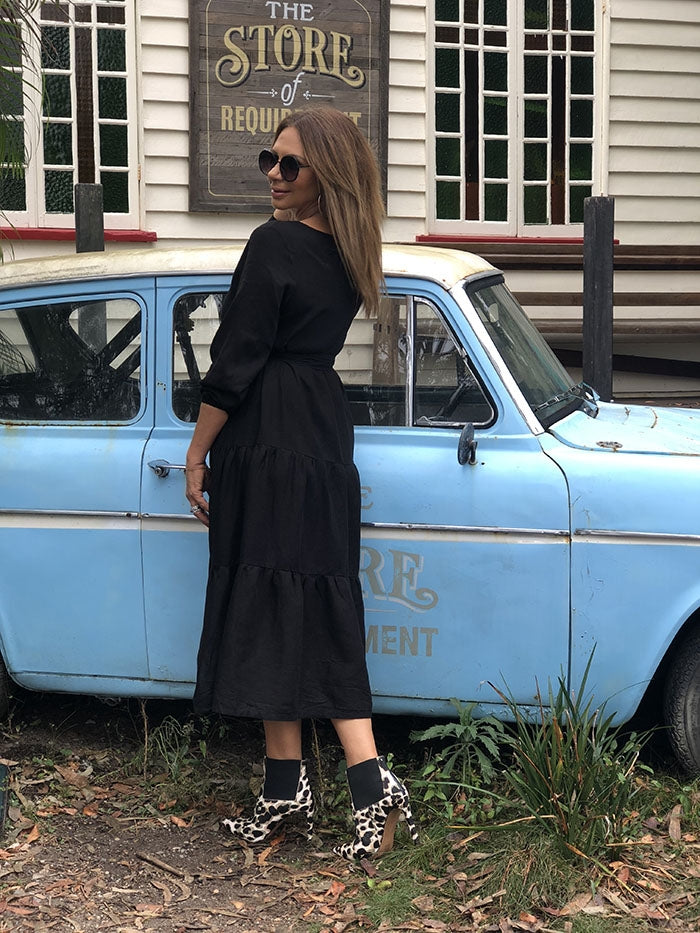 Georgia Ruffle Dress - Black
