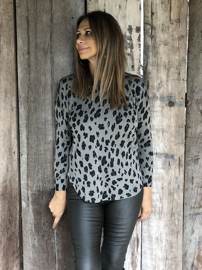 Khaki Animal Knit Top