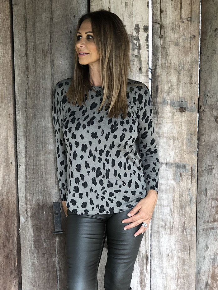 Khaki Animal Knit Top