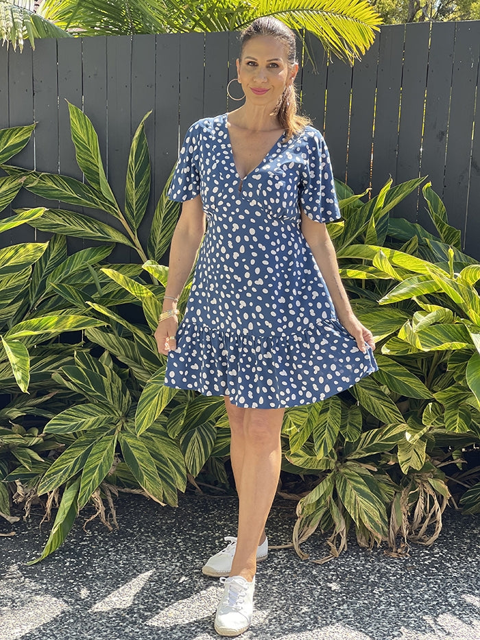 Serei Dress - Navy Spot