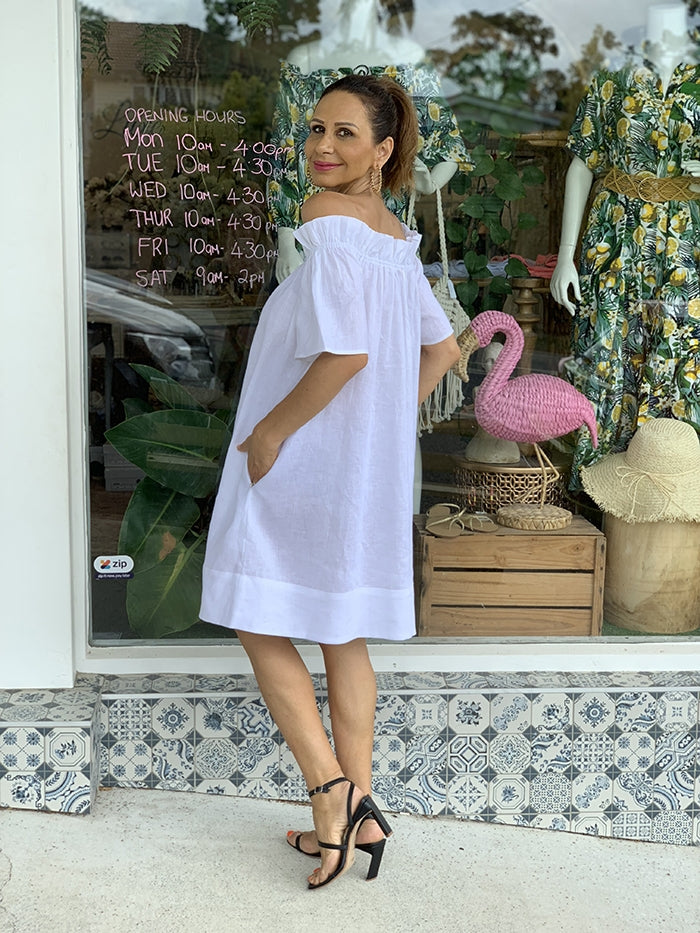 Maddie Off the Shoulder Dress - White
