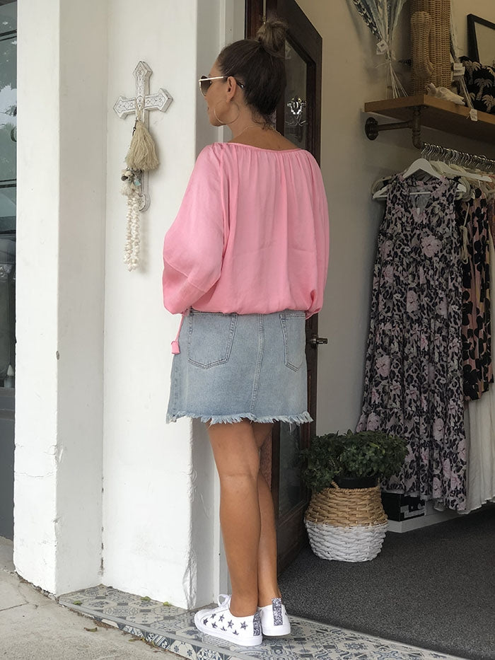 Ripped Denim Skirt