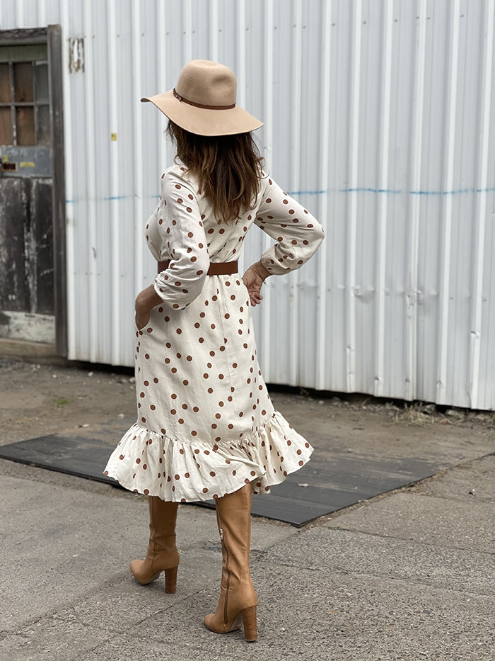 Harley Spot Midi Ruffle Dress
