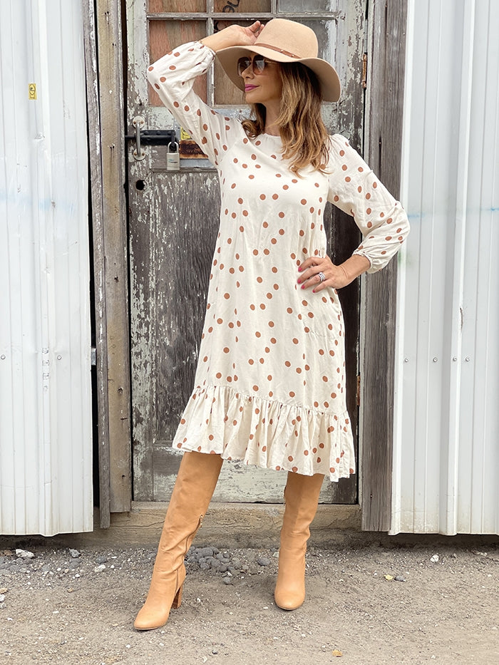 Harley Spot Midi Ruffle Dress