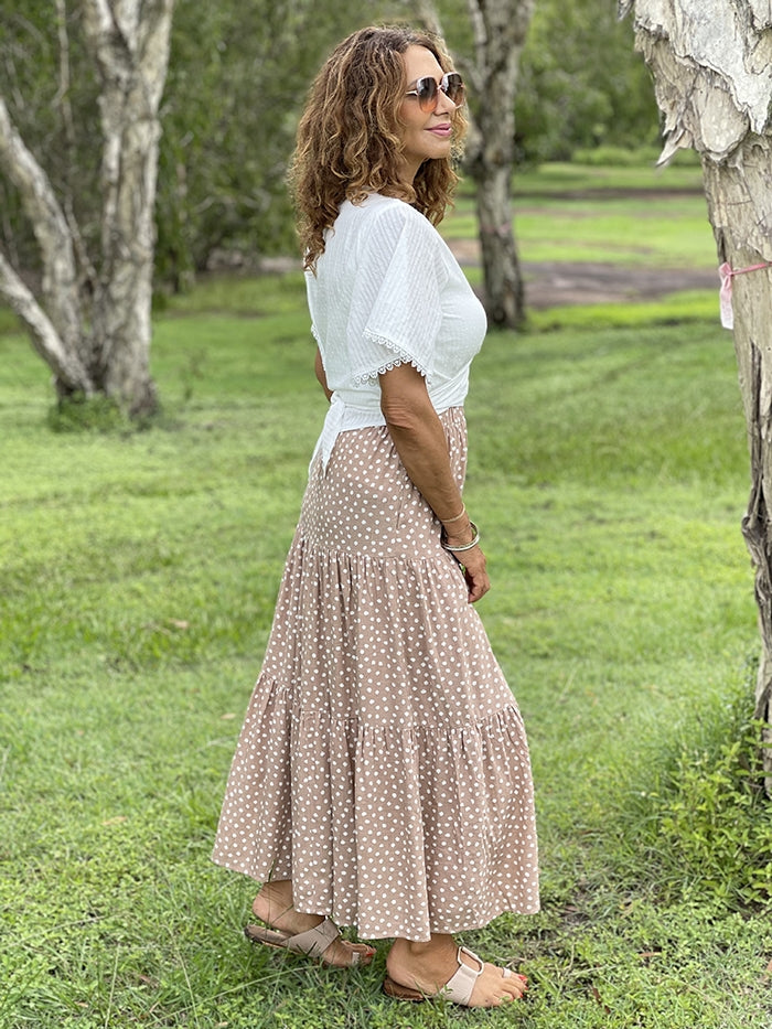 Beige dotted skirt sale