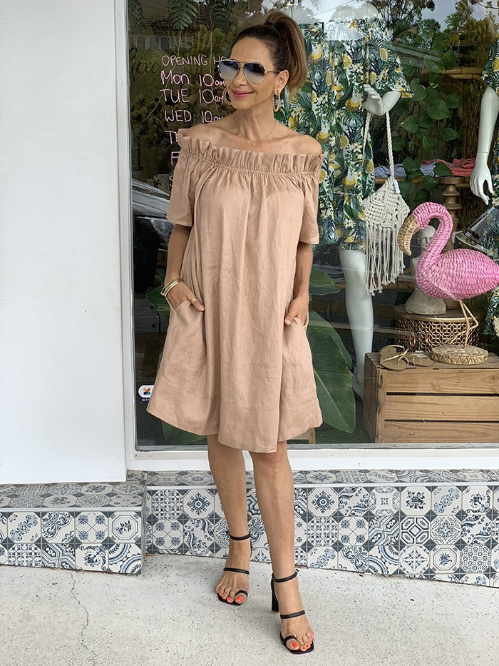 Maddie Off the Shoulder Dress - Natural