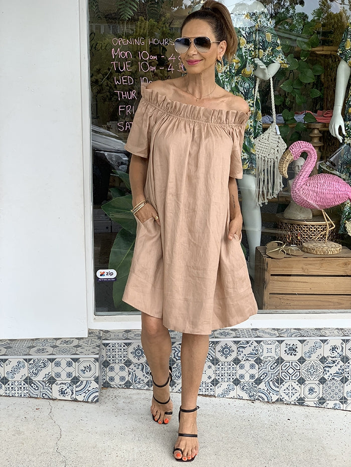 Maddie Off the Shoulder Dress - Natural