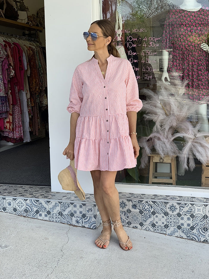 Madi Gingham Dress - Baby Pink