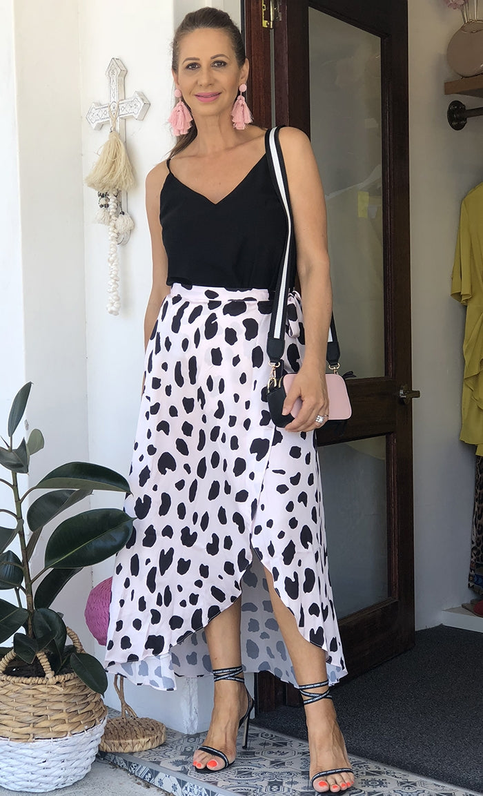 Silky Leopard Skirt - Pastel Pink