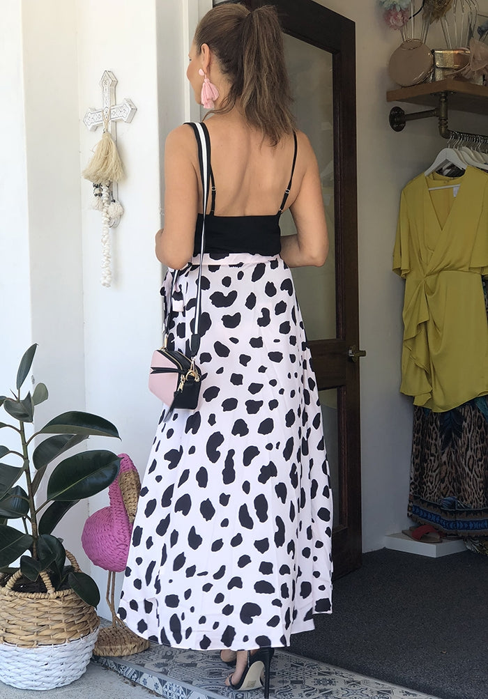 Silky Leopard Skirt - Pastel Pink