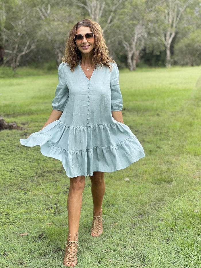 Emmy Linen Dress - Blue