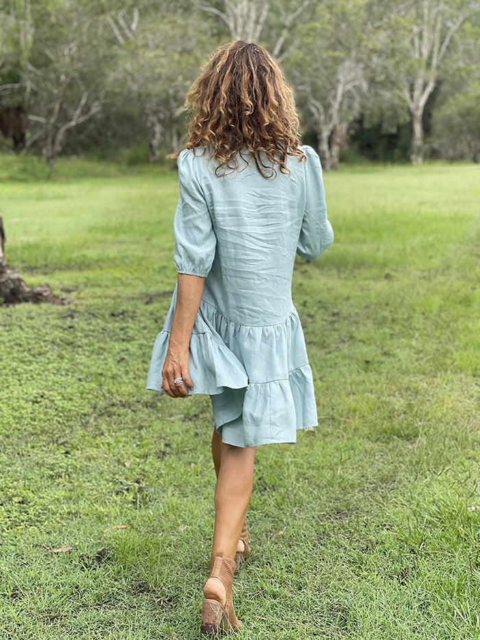 Emmy Linen Dress - Blue