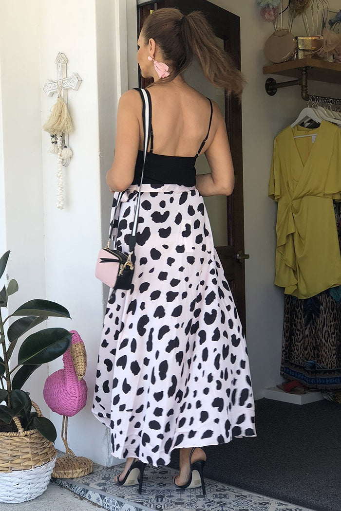 Silky Leopard Skirt - Pastel Pink