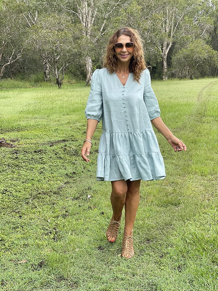 Emmy Linen Dress - Blue