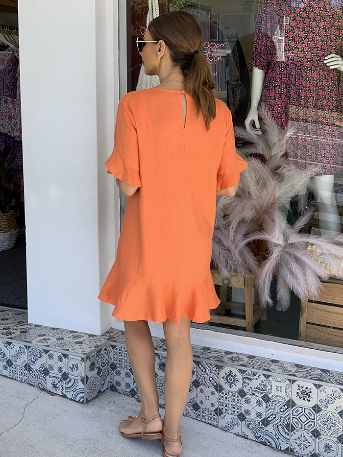 Francesca Ruffle Dress - Orange