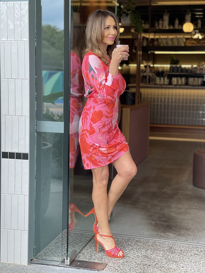 Demira Dress - Red and Pink Floral