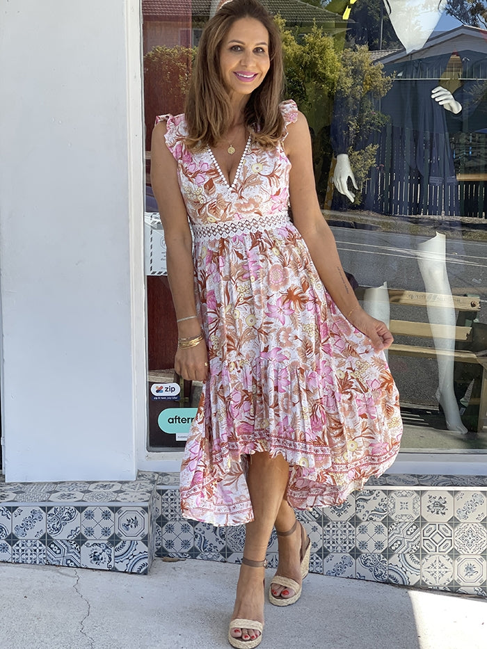 Nirvana Floral Cut Out Dress