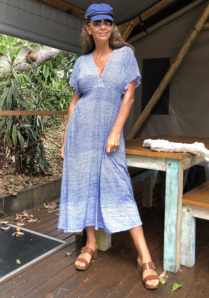 Claire Maxi Dress - Blue stripe