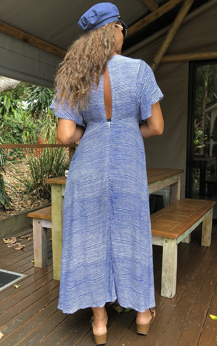 Claire Maxi Dress - Blue stripe