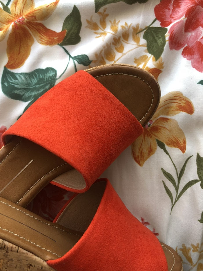 Pippa Slides - Orange Suede