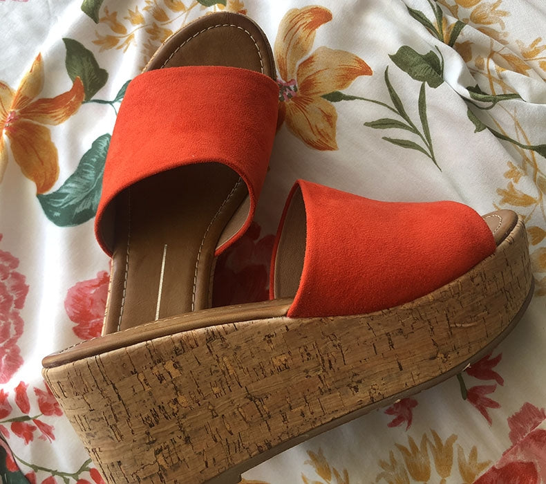 Pippa Slides - Orange Suede