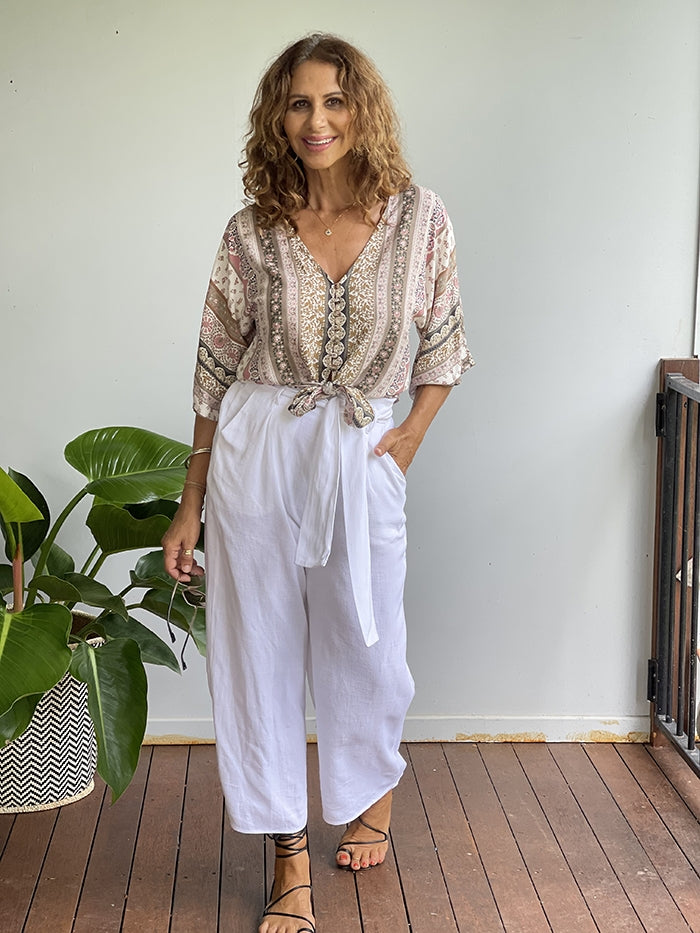 White Tie Pants