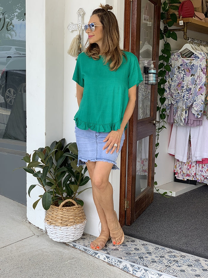 Josie Ruffle Top - Green