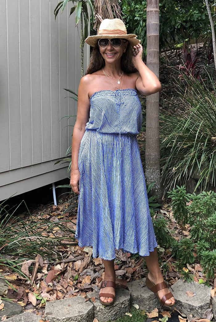 Riviera Strapless - Blue stripe