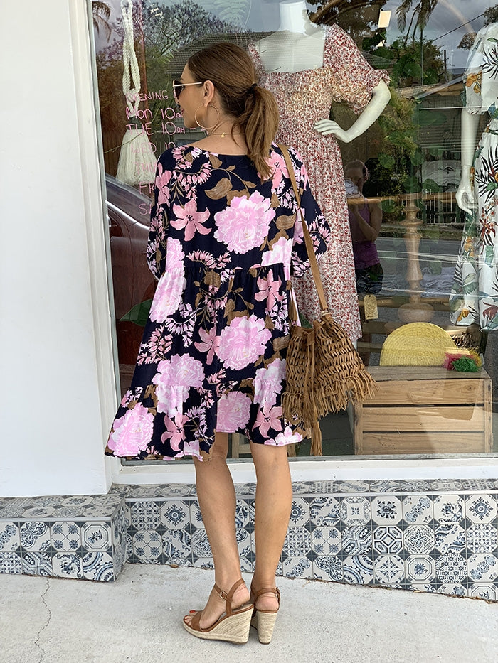 Navy Wildbloom Swing Dress