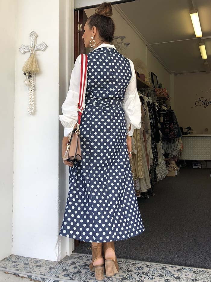 Plateau Dress - Indigo Dot