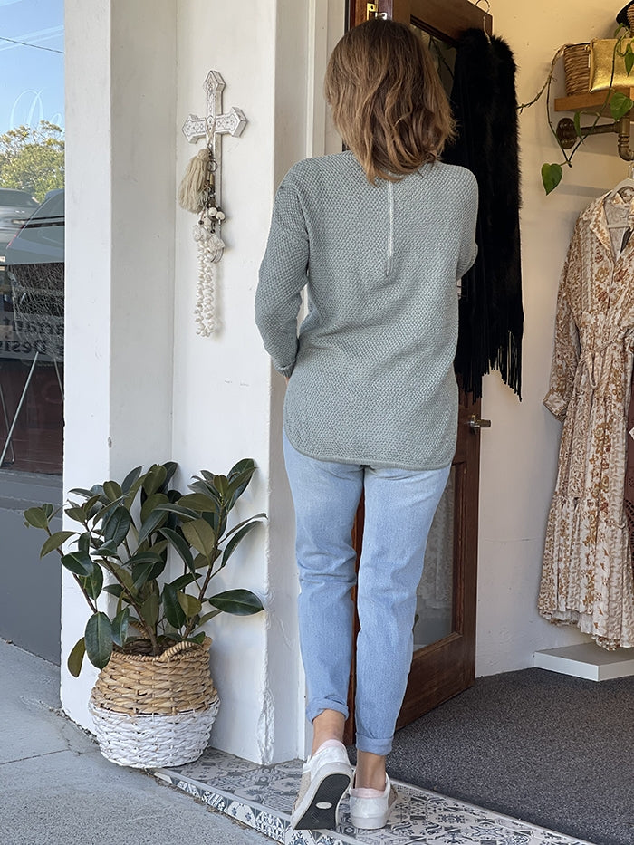 Zip Back Knit - Grey
