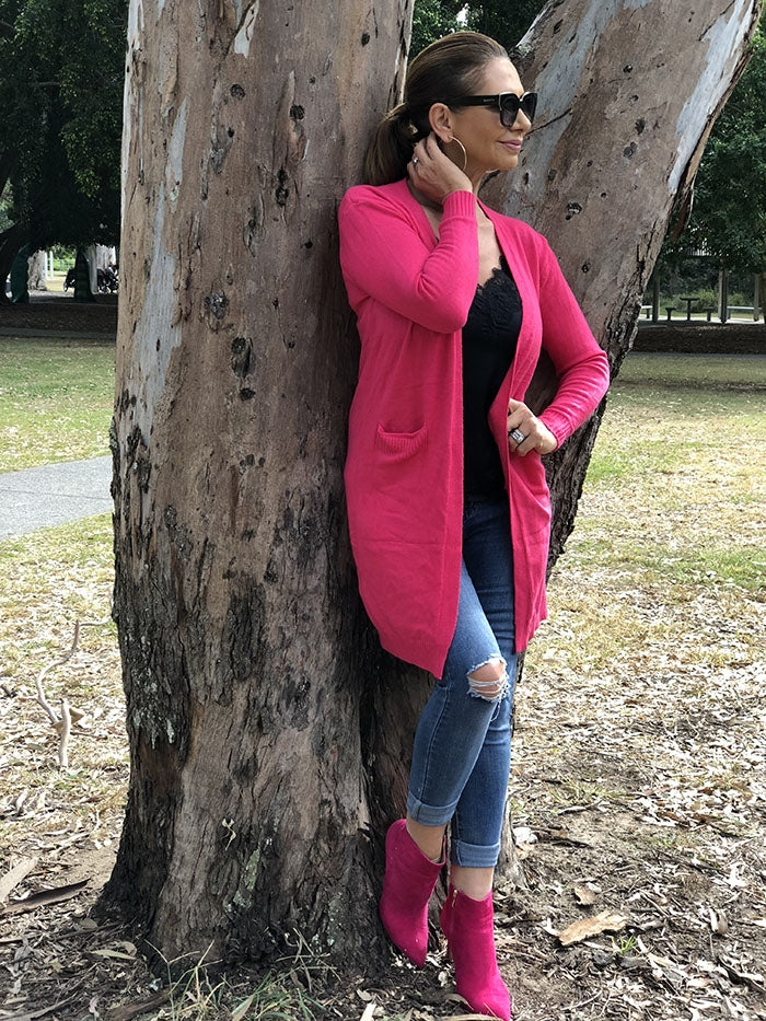 Fuschia Longline Cardi