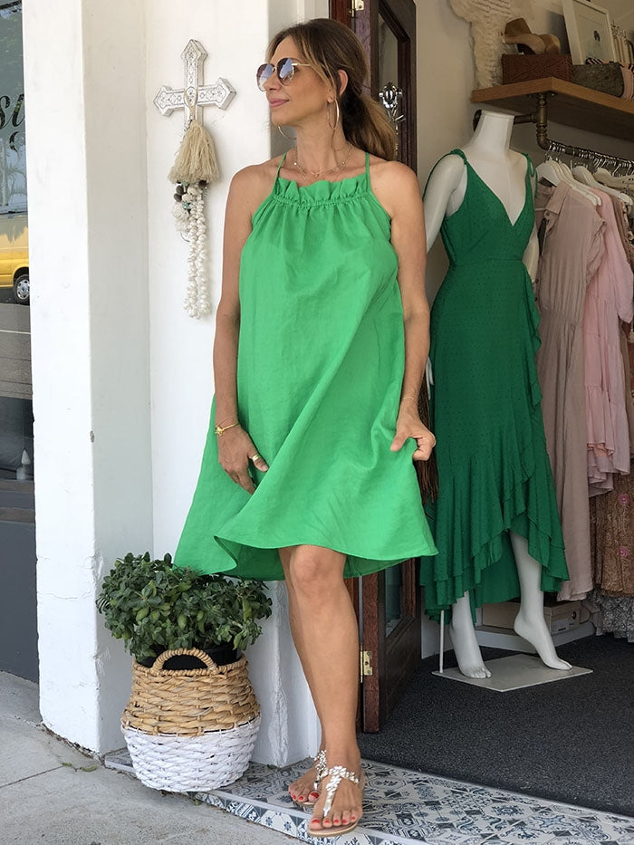 Ava Emerald Linen Dress