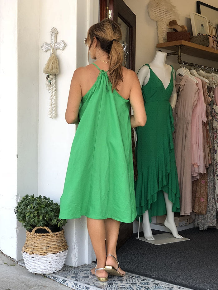 Ava Emerald Linen Dress