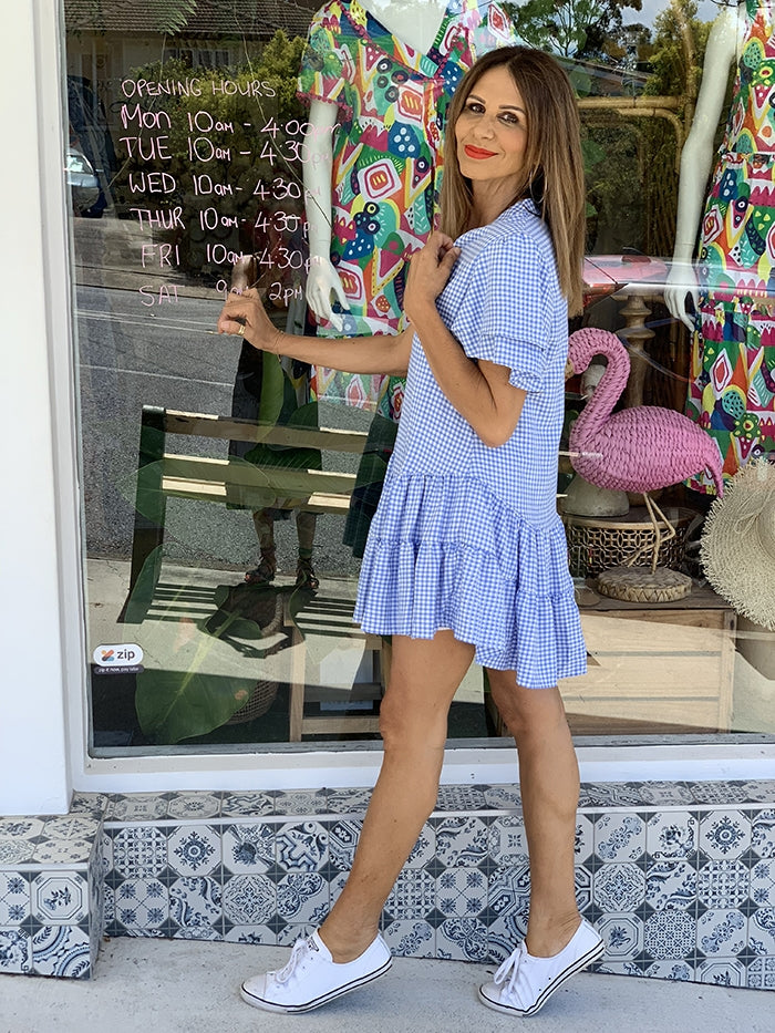Mika Gingham Dress - Blue