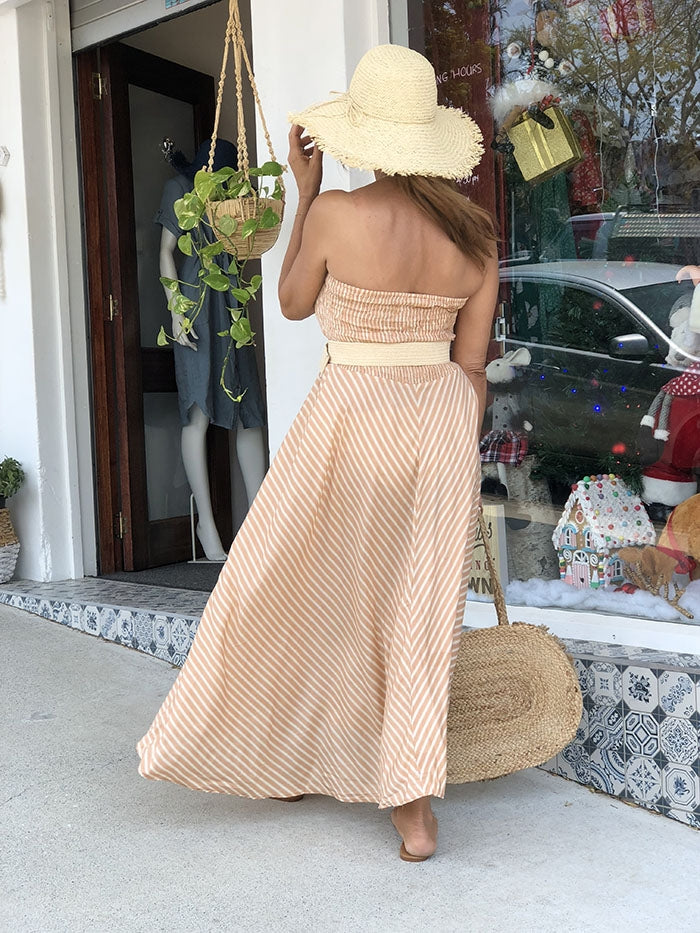 Paradise Strapless Dress - Sahara Stripe