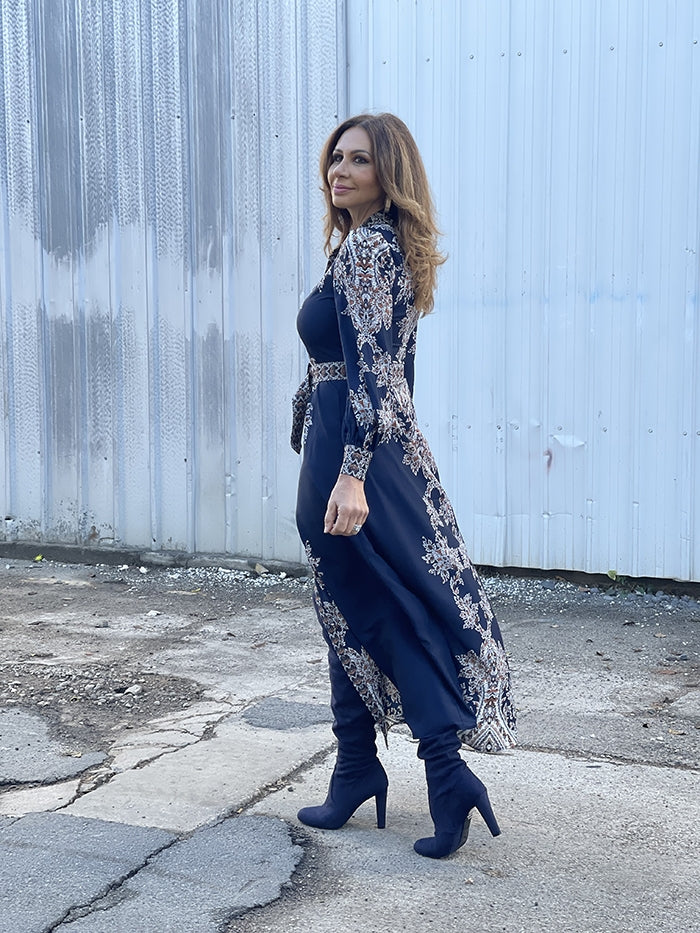 Eliana Long Dress - Navy