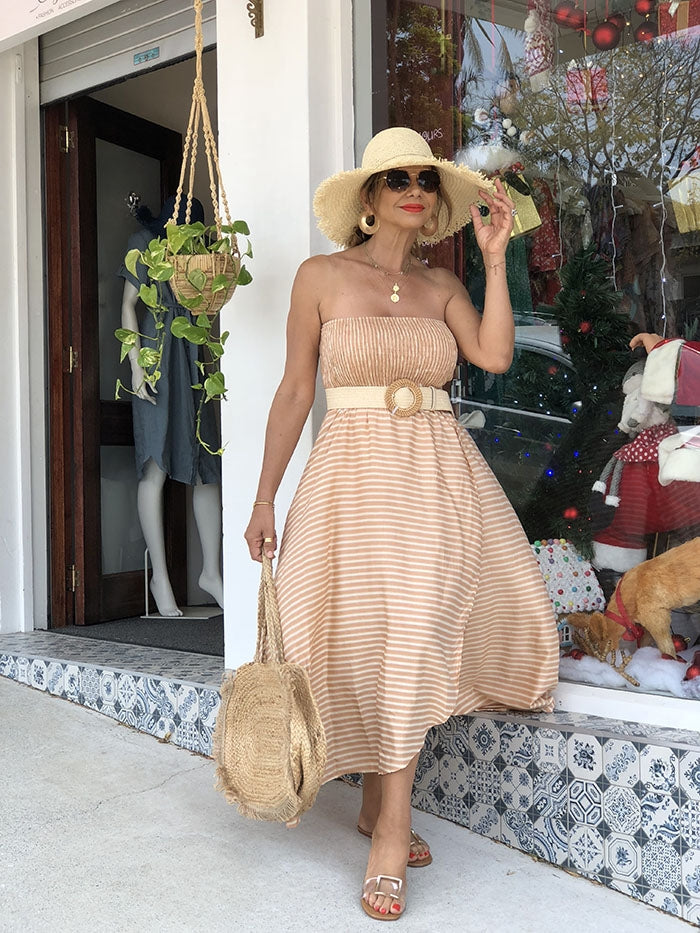 Paradise Strapless Dress - Sahara Stripe