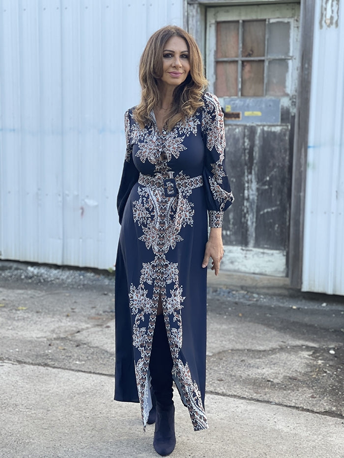 Eliana Long Dress - Navy