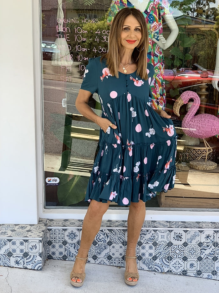 Sammi Dress - Teal Rose