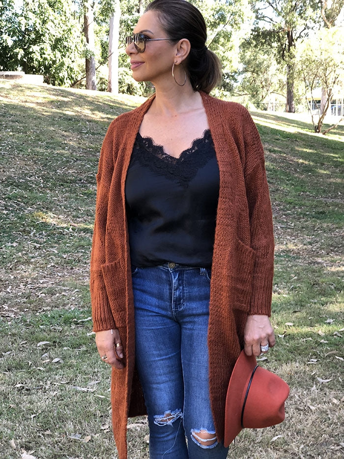 Tamsin Knit Cardi - Rust